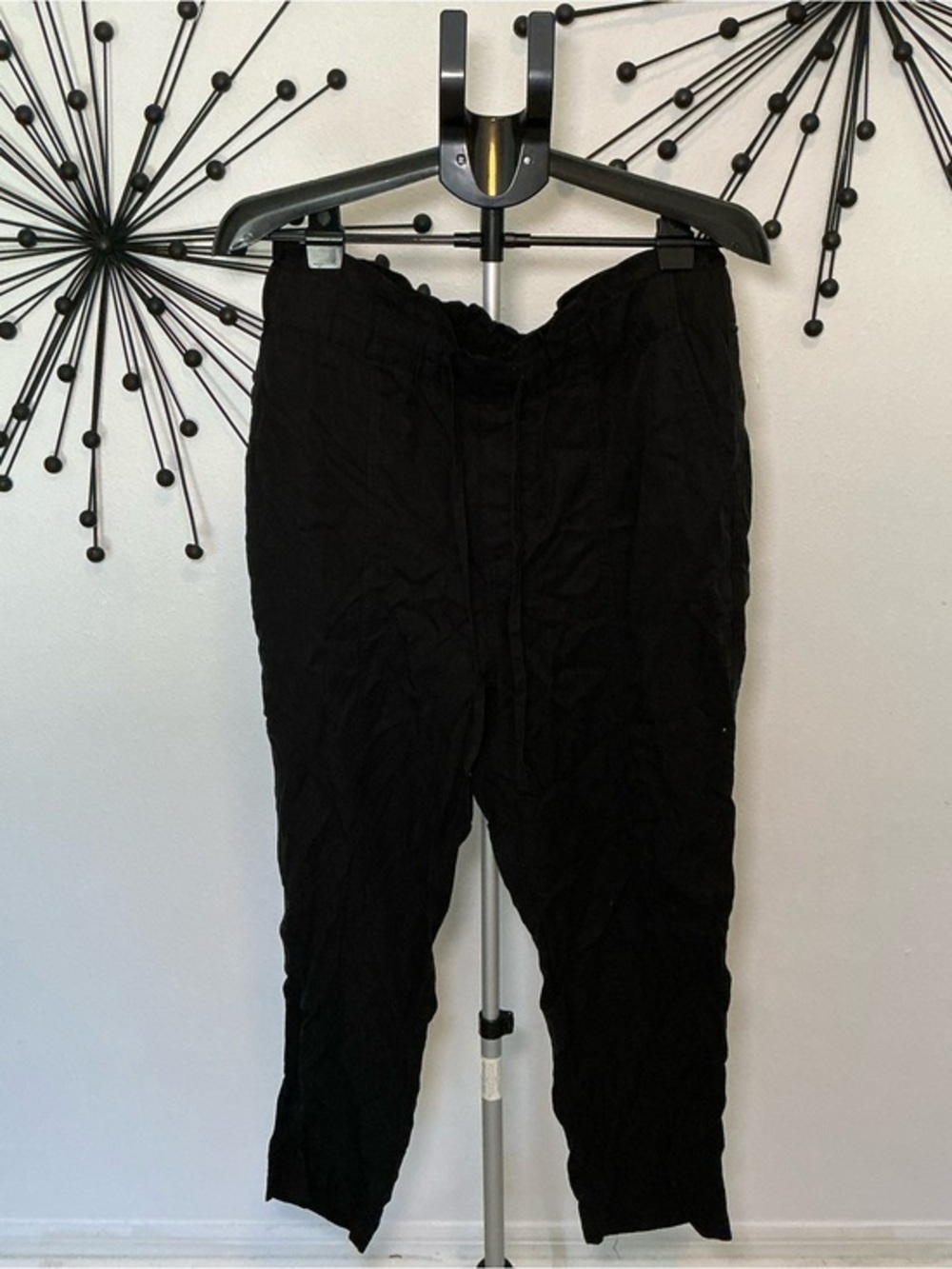 A New Day Black Straight Leg Drawstring Pants Size Large